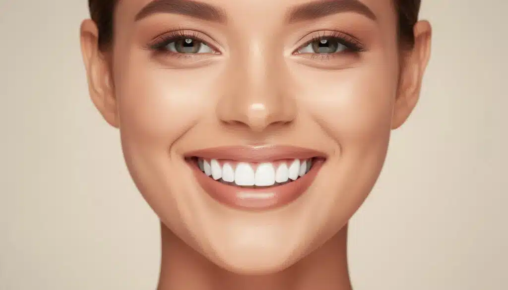 Bright smile after teeth whitening with minimal sensitivity