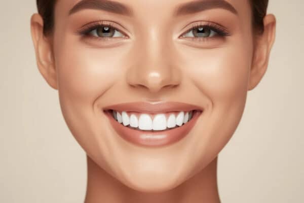 Bright smile after teeth whitening with minimal sensitivity