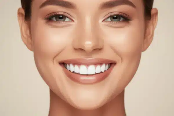 Bright smile after teeth whitening with minimal sensitivity