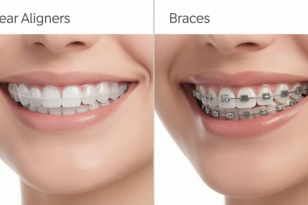 Clear aligners vs braces comparison for orthodontic treatment